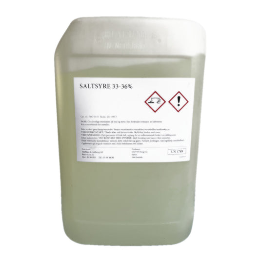 Saltsyre 33-35 prosent 25 liter kanne